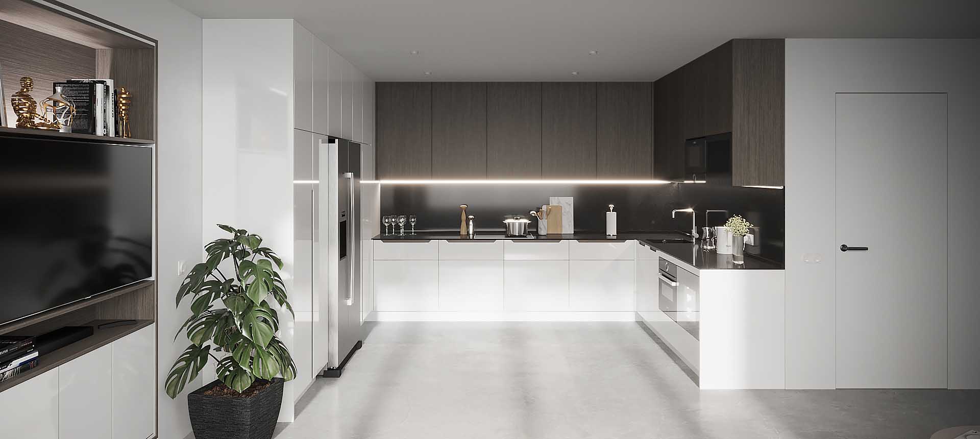 Белый глянец / Дуб дымчатый 